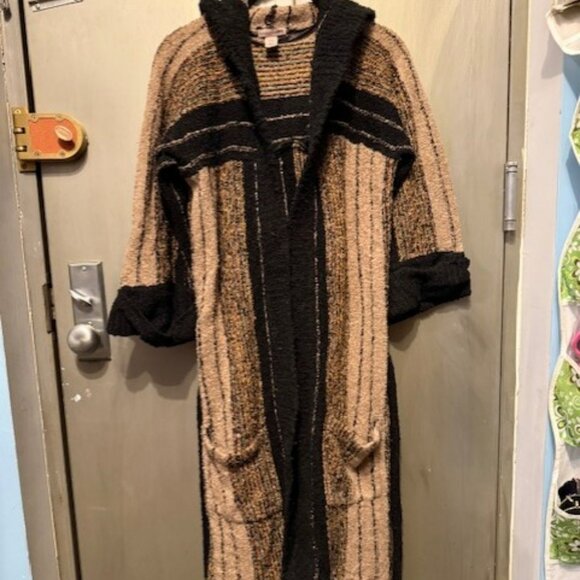 Vintage Boho 1970’s Striped Hooded Duster Cardigan - Picture 1 of 16